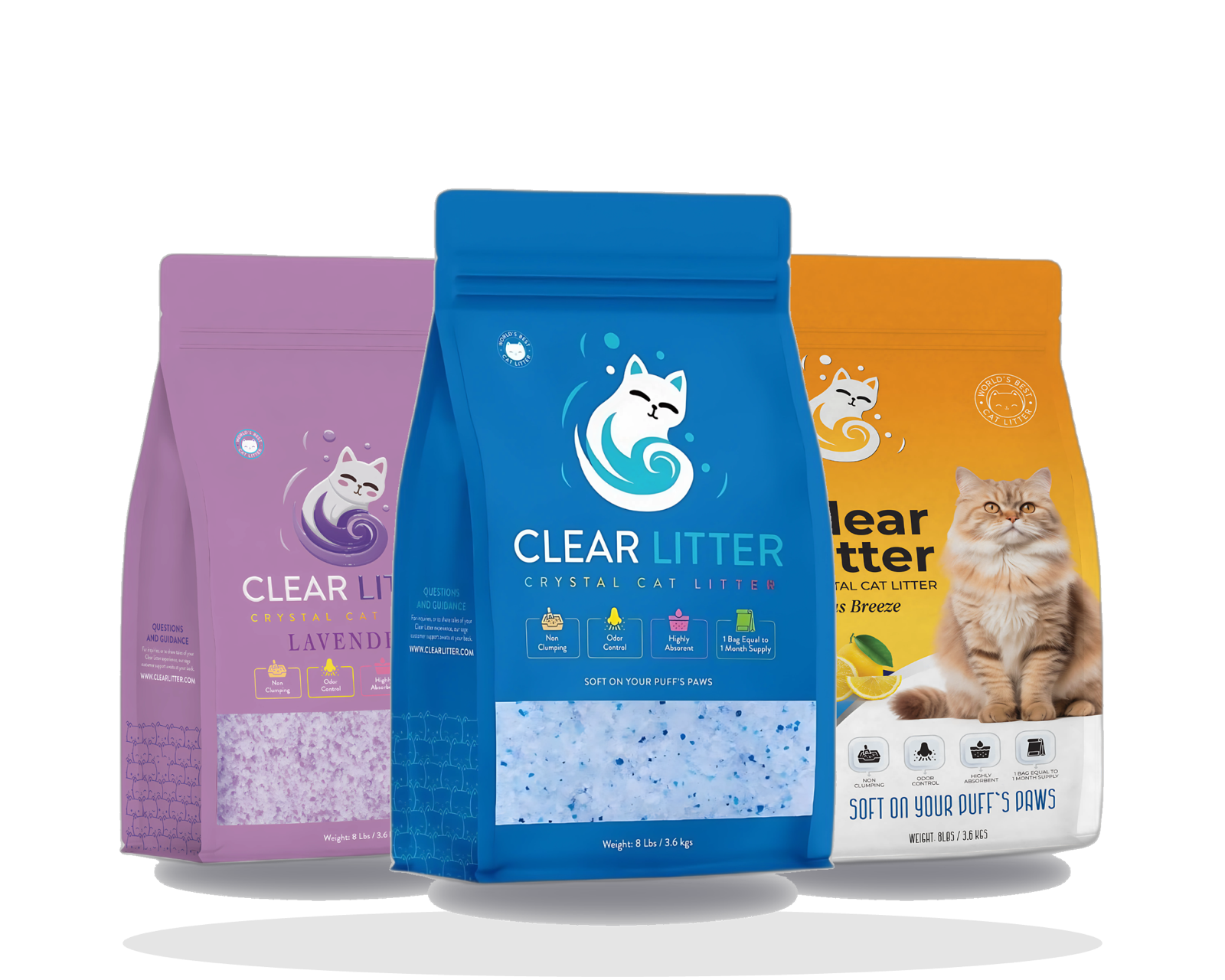 Clear Litter Variety Pack — Fresh Scent, Lavender and Citrus Breeze, 3 x 8 lb